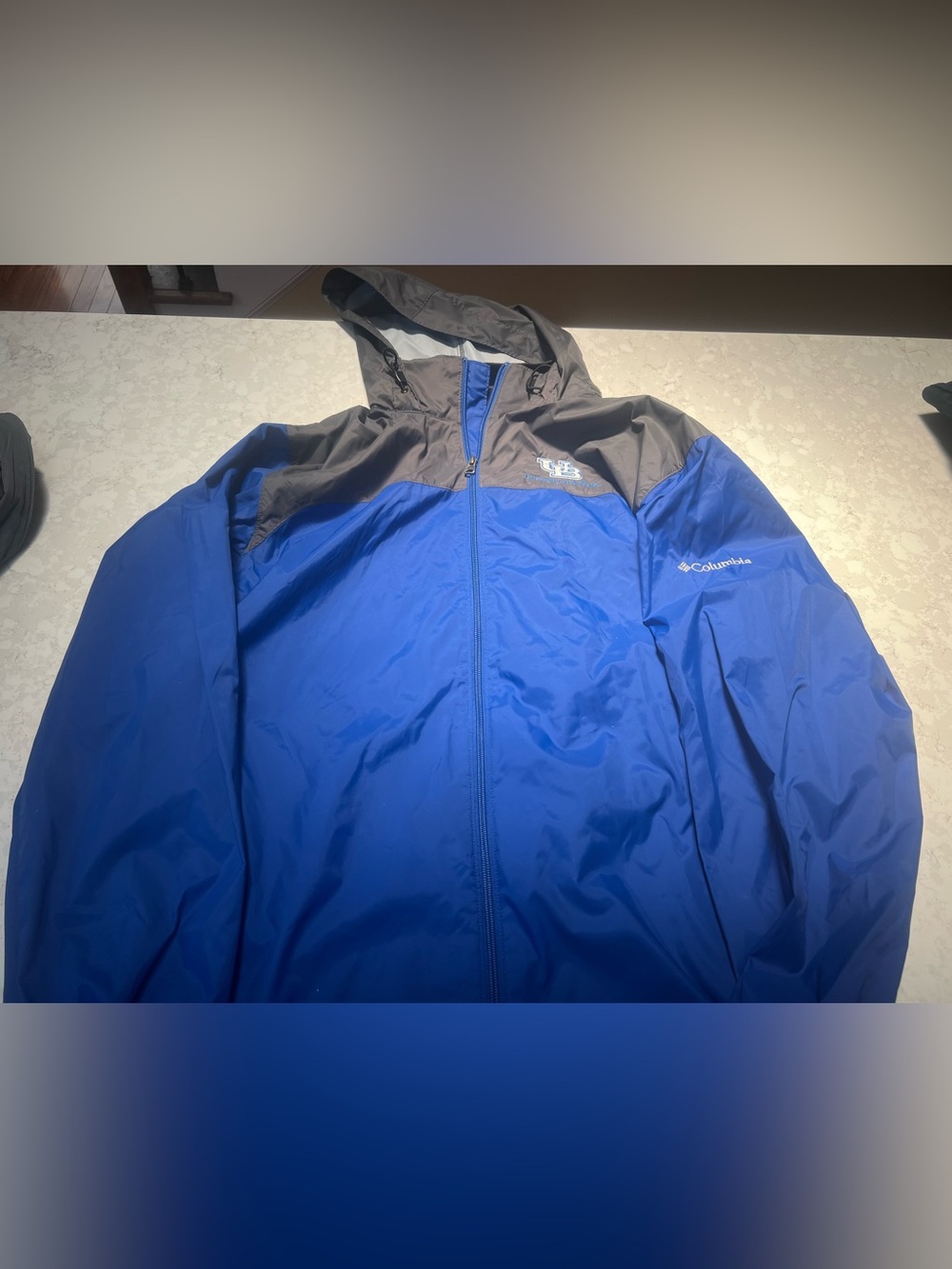 Columbia University of Buffalo Men's Blue and Black Hooded Windbreaker Jacket